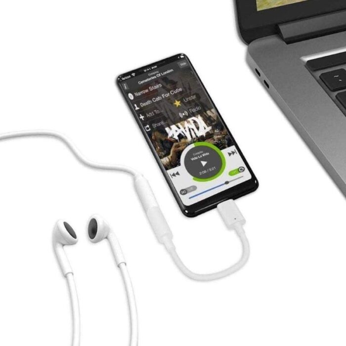 ⁦كيبل تحويل صوت من تايب سي الى اوكس 3.5 ملم USB-C Headset Jack Adapter -  لون أبيض⁩ - الصورة ⁦5⁩