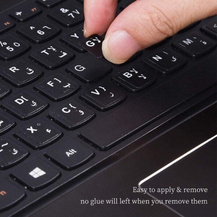 ⁦لصقات أحرف للوحة المفاتيح - لون أسود - ماركة QIHE⁩ - الصورة ⁦3⁩