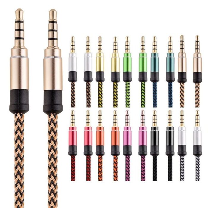 ⁦وصلة اوكس AUX جودة ممتازة 1 متر - موديل M2-070 - لون برتقالي⁩ - الصورة ⁦2⁩