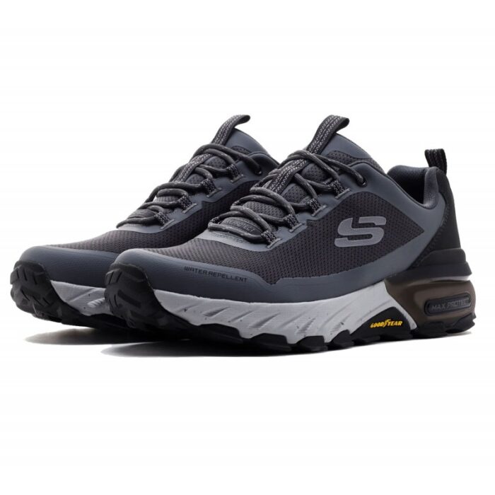 ⁦Skechers Men's Max Protect - Liberated Shoes - حذاء سكيتشرز ماكس بروتكت للرجال لون أسود ورمادي⁩ - الصورة ⁦8⁩