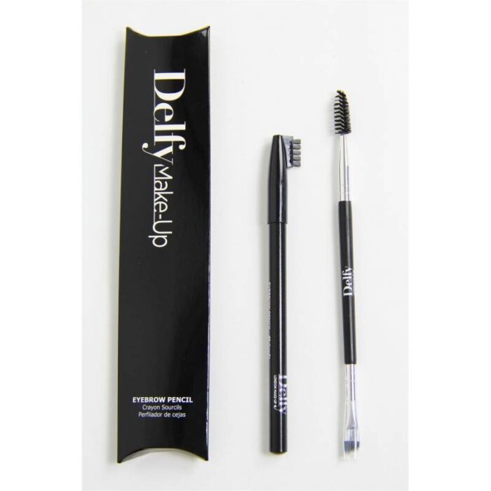 ⁦delfy eyebrow pencil midnightقلم تحديد الحواجب باللون الاسود مع فرشاه اضافيه ذات راسين 1.4غرام⁩ - الصورة ⁦2⁩