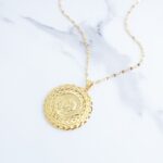 ⁦سلسال ذهبي بتصميم اونصة دائرية مجدل⁩ - الصورة ⁦3⁩