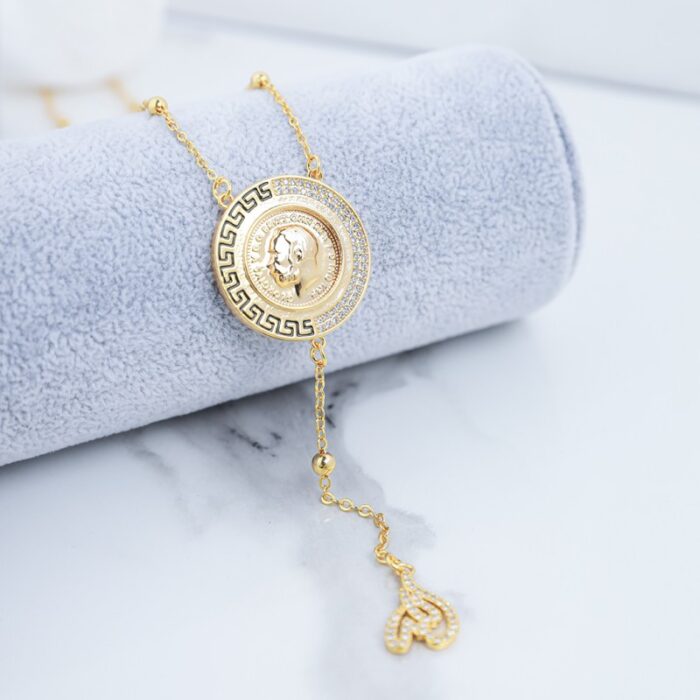 ⁦سلسال ذهبي بتصميم ليرة مع زركون⁩ - الصورة ⁦2⁩