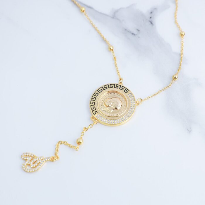 ⁦سلسال ذهبي بتصميم ليرة مع زركون⁩ - الصورة ⁦3⁩