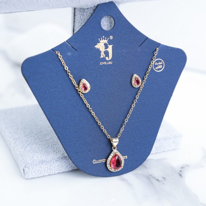 10336305_67dc575b9de67 سلسال ذهبي بتصميم دمعة لون زهري - الصورة 1