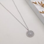 سلسال فضي زركون أبيض بتصميم دائري