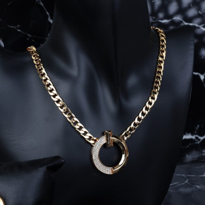 ⁦طقم اكسسوارات 4 قطع بتصميم دائري لون ذهبي حجم 10⁩ - الصورة ⁦2⁩