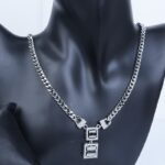 ⁦طقم اكسسوارات فضي 4 قطع بتصميم جنزير مع أحجار زركون حجم 8⁩ - الصورة ⁦3⁩