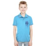 ⁦تيشيرت تصميم بولو بأكمام قصيرة للأطفال لون أزرق⁩ - الصورة ⁦5⁩