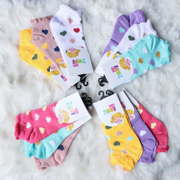 ⁦جوارب بناتي قصيرة الطول بتصميم نقشات من 2way (12 زوج) للاطفال بألوان متعددة⁩ - الصورة ⁦6⁩