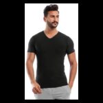 تيشيرت داخلي نص كم قطن ستريتش قبة في من قطونيل للرجال لون اسود- Cottonil Cotton Stretch Half Sleeve V- Black