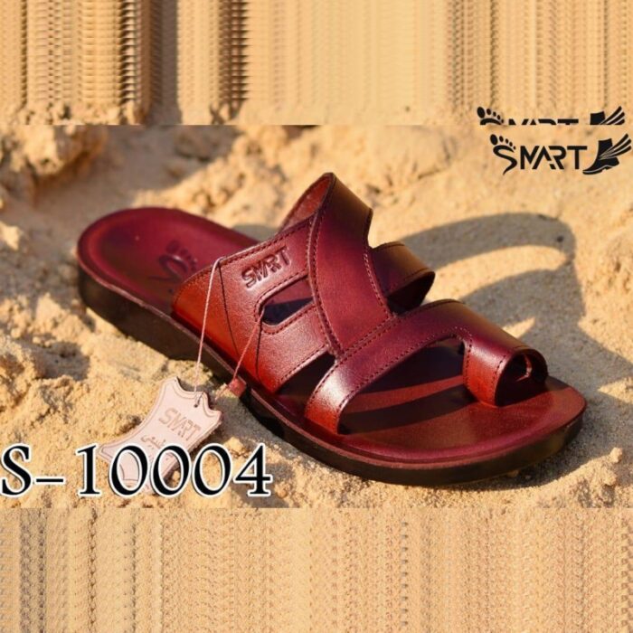 10336600_67dc5904d139e شبشب جلد طبيعي من سمارت SMART بتصميم حلقة الاصبع للرجال لون بني محروق ونعل أسود - الصورة 1