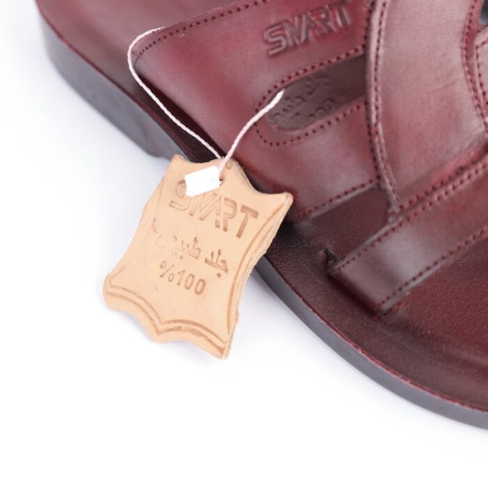 ⁦شبشب جلد طبيعي من سمارت SMART بتصميم حلقة الاصبع للرجال لون بني محروق ونعل أسود⁩ - الصورة ⁦2⁩