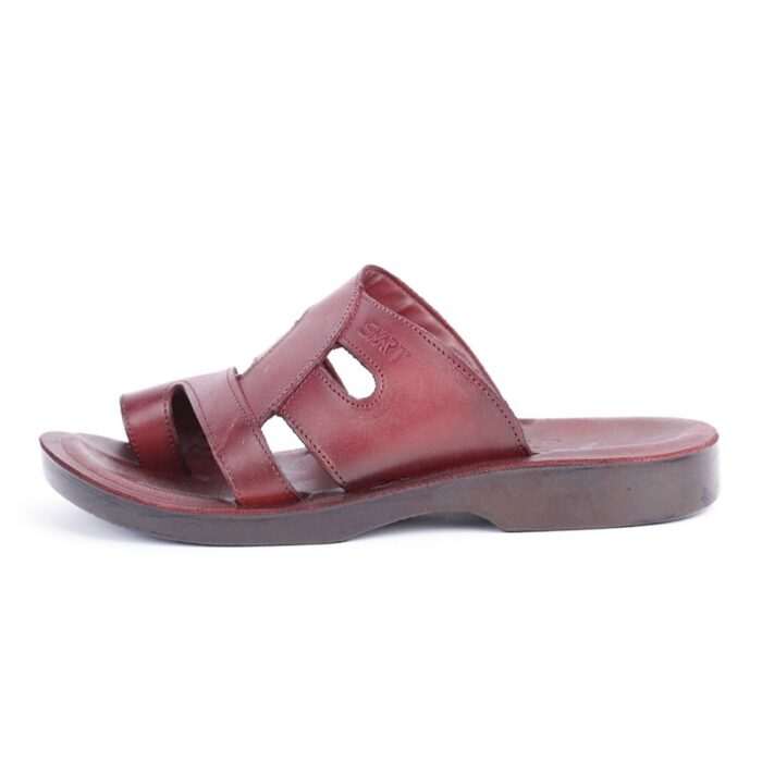 ⁦شبشب جلد طبيعي من سمارت SMART بتصميم حلقة الاصبع للرجال لون بني محروق ونعل أسود⁩ - الصورة ⁦3⁩