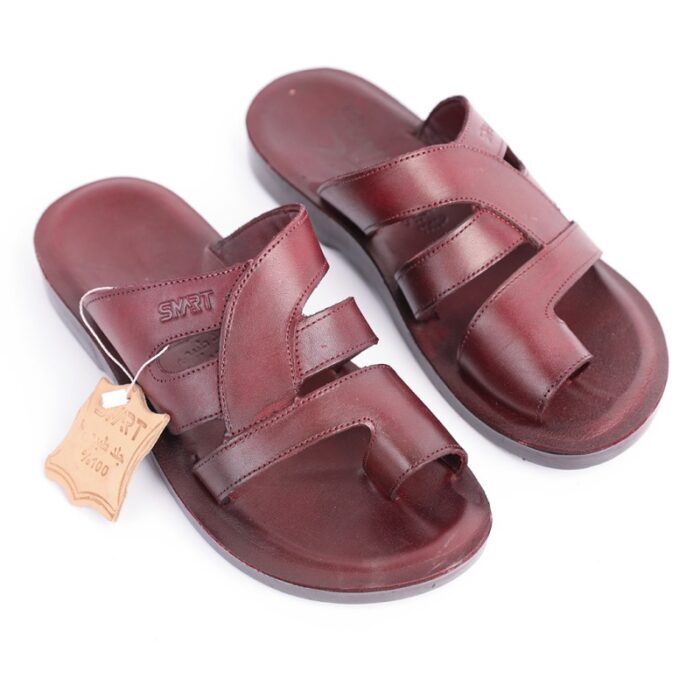 ⁦شبشب جلد طبيعي من سمارت SMART بتصميم حلقة الاصبع للرجال لون بني محروق ونعل أسود⁩ - الصورة ⁦7⁩