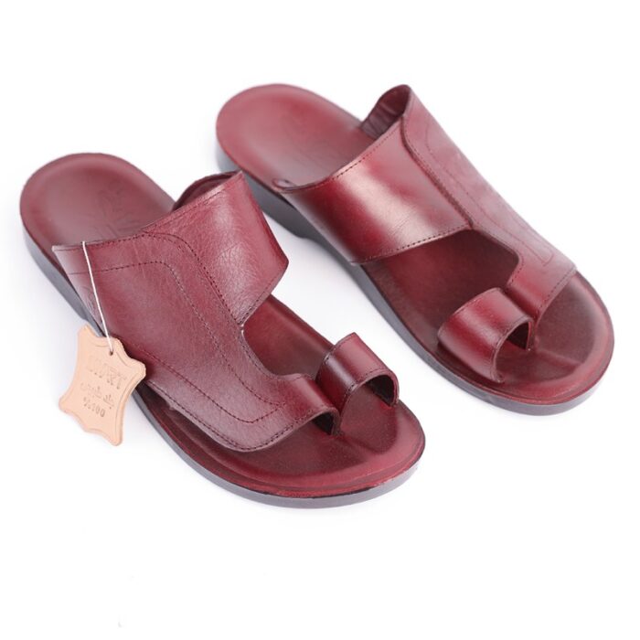 ⁦شبشب جلد طبيعي من سمارت SMART نمرة كبيرة 47 و 48 و 49 لون كرميدي⁩ - الصورة ⁦2⁩