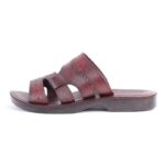 شبشب جلد طبيعي من سمارت SMART للرجال لون بني محروق ونعل أسود