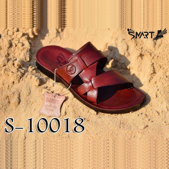 10336603_67dc590d1347d شبشب جلد طبيعي من سمارت SMART بتصميم حلقة الاصبع للرجال لون كرميدي ونعل أسود - الصورة 1