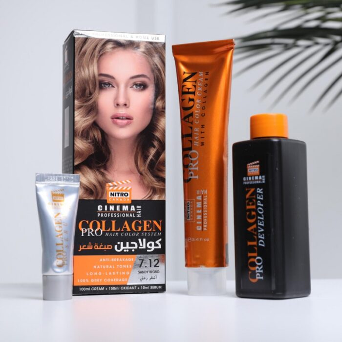 ⁦طقم صبغة شعر كولاجين من نيترو كندا درجة 7.12 أشقر رملي(3 قطع)- Nitro Canada Collagen Pro Hair Color System (100ML CREAM+150ML OXIDANT+10ML SERUM)⁩ - الصورة ⁦3⁩