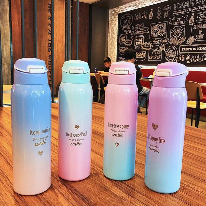 ⁦مطرة ثيرموس حراري لون زهري وأزرق⁩ - الصورة ⁦2⁩