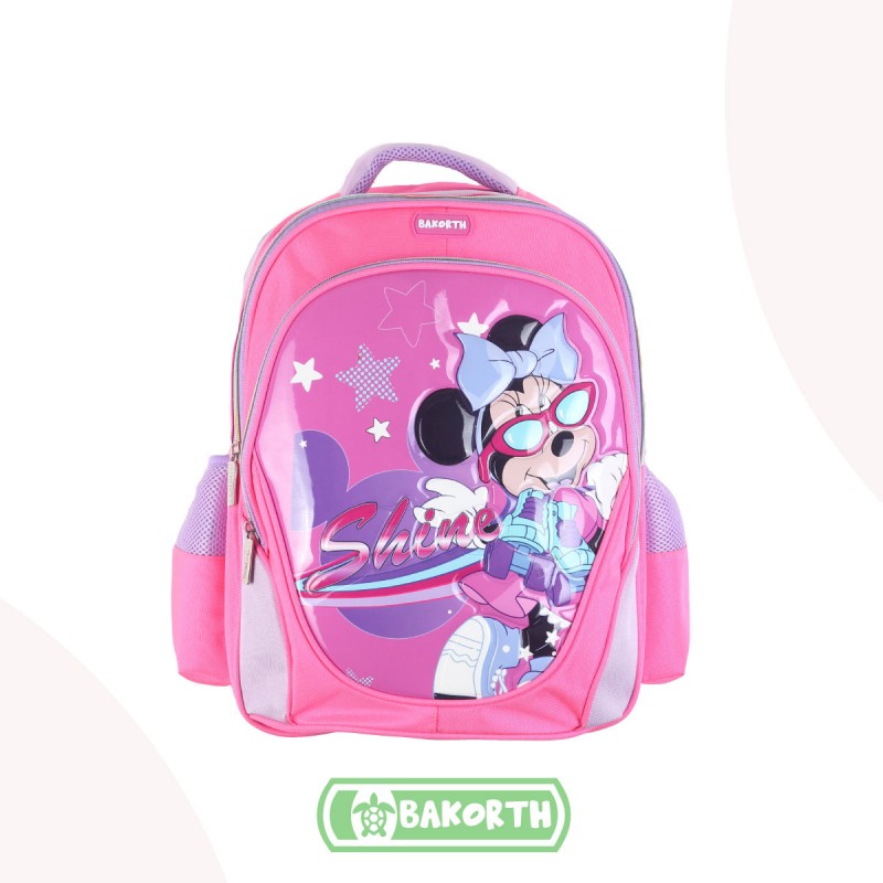 ⁦شنطة مدرسة بناتي 16 انش بتصميم ميني ماوس لون فوشي⁩ - الصورة ⁦1⁩