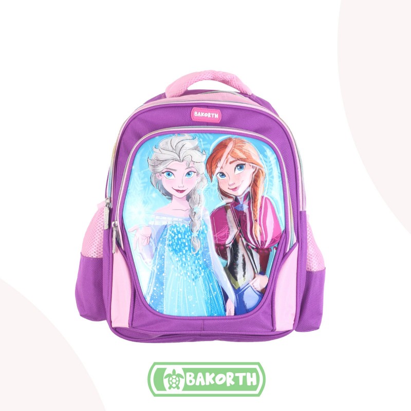 ⁦شنطة مدرسة بناتي 16 انش بتصميم فروزن لون بنفسجي وزهري⁩ - الصورة ⁦1⁩