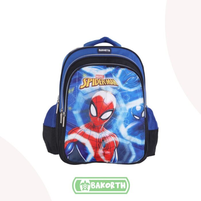 ⁦شنطة مدرسة ولادي 14 انش بتصميم سبايدر مان لون اسود وازرق⁩ - الصورة ⁦3⁩
