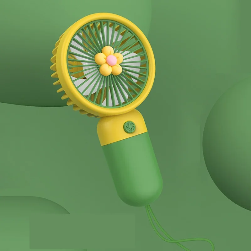 ⁦مروحة شخصية صغير تعمل بالشحن لون اصفر واخضر⁩ - الصورة ⁦1⁩