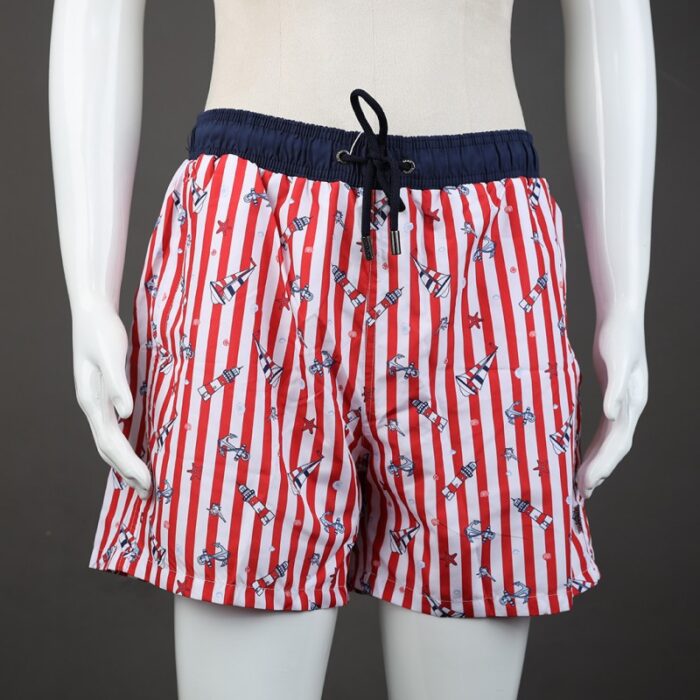 ⁦شورت مع رباط للرجال لون أحمر وكحلي⁩ - الصورة ⁦2⁩