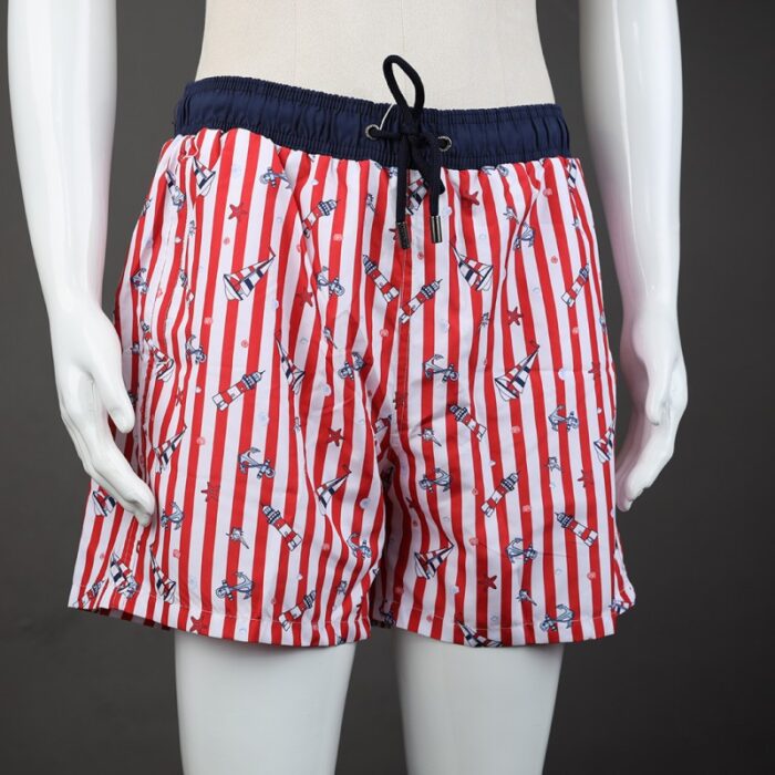 ⁦شورت مع رباط للرجال لون أحمر وكحلي⁩ - الصورة ⁦3⁩