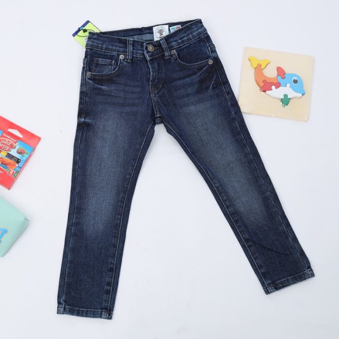 ⁦بنطال جينز سليم فيت ولادي لون أزرق غامق⁩ - الصورة ⁦5⁩