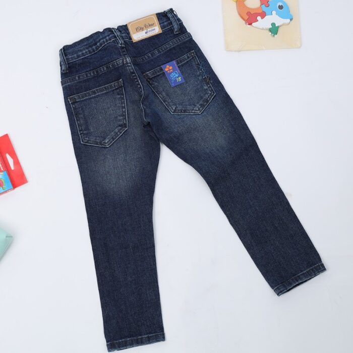 ⁦بنطال جينز سليم فيت ولادي لون أزرق غامق⁩ - الصورة ⁦8⁩