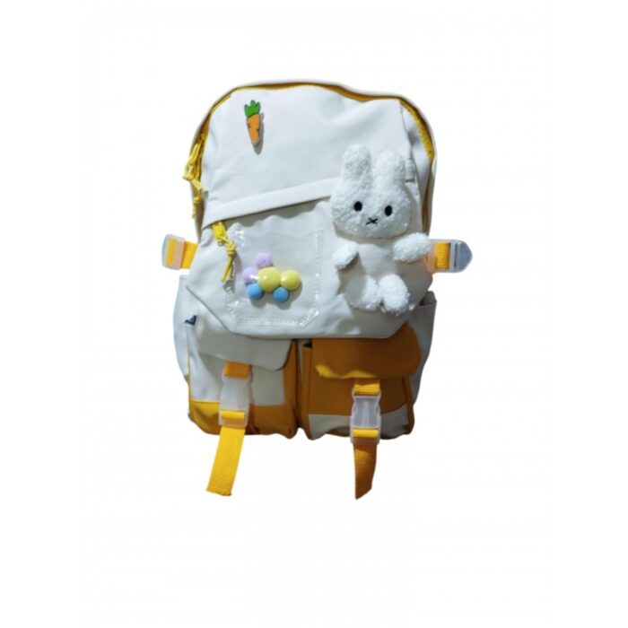 10336830_67dc5b367db2f حقيبة مدرسية لون بيج وبرتقالي بتصميم دبدوب - الصورة 1