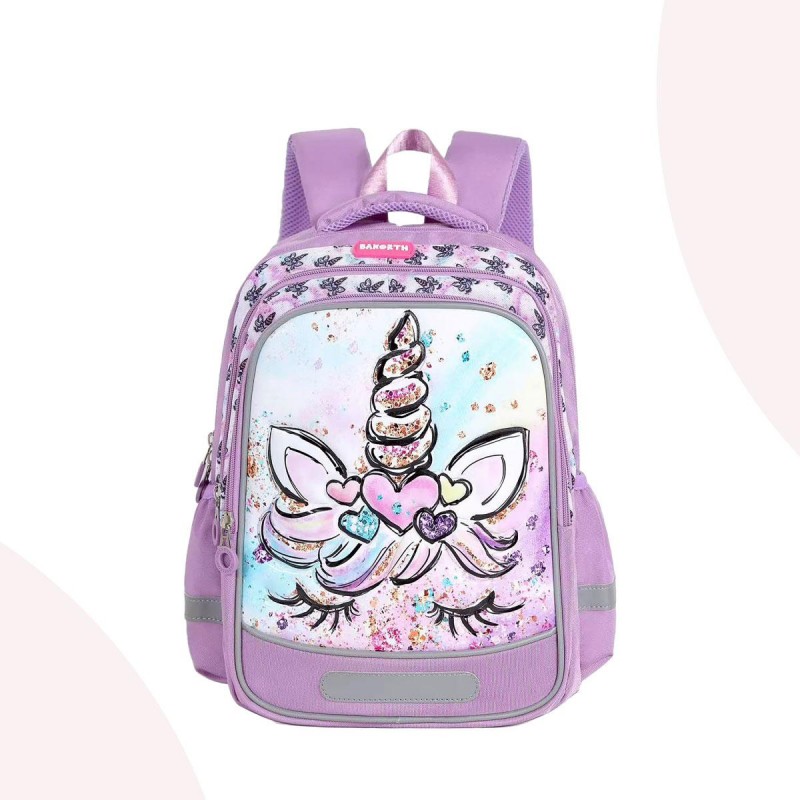 ⁦حقيبة مدرسية لون بنفسجي بتصميم يونيكورن⁩ - الصورة ⁦1⁩