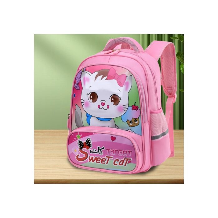 10336847_67dc5b4e0e114 حقيبة مدرسية لون زهري بتصميم قطة - الصورة 1