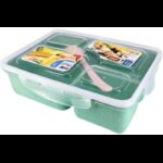 لانش بوكس طعام شكل مستطيل حجم 23×17 سم لون اخضر