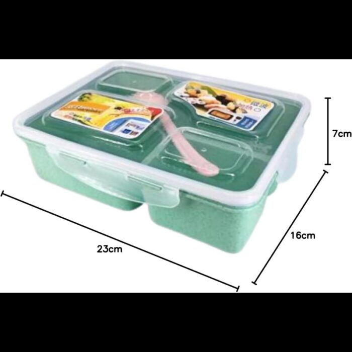 ⁦لانش بوكس طعام شكل مستطيل حجم 23×17 سم لون اخضر⁩ - الصورة ⁦2⁩