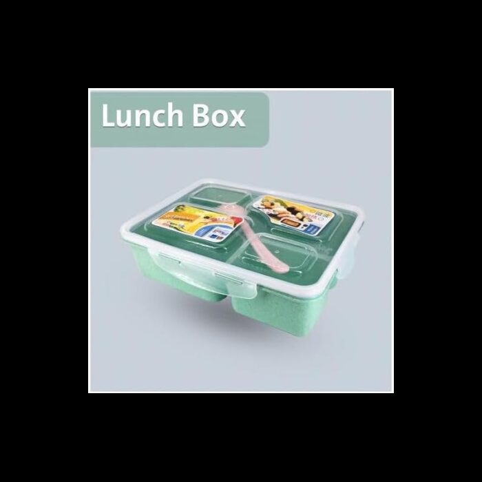 ⁦لانش بوكس طعام شكل مستطيل حجم 23×17 سم لون اخضر⁩ - الصورة ⁦3⁩