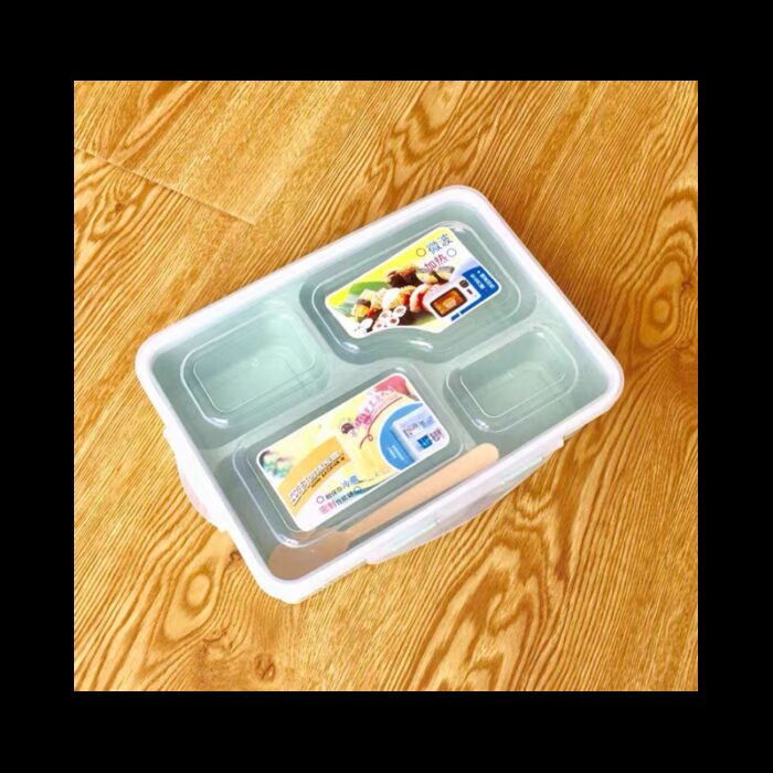 ⁦لانش بوكس طعام شكل مستطيل حجم 23×17 سم لون اخضر⁩ - الصورة ⁦4⁩