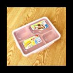 ⁦لانش بوكس طعام شكل مستطيل حجم 23×17 سم لون زهري⁩ - الصورة ⁦2⁩