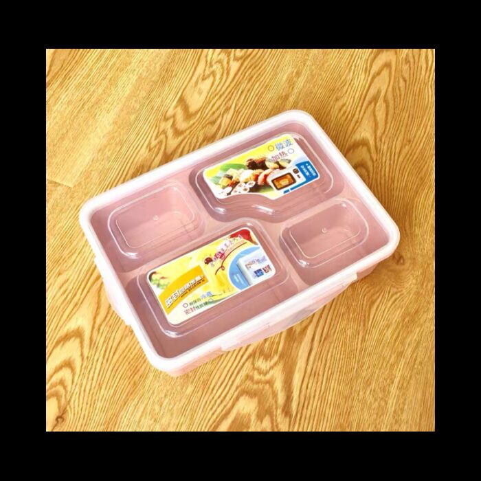 ⁦لانش بوكس طعام شكل مستطيل حجم 23×17 سم لون زهري⁩ - الصورة ⁦2⁩