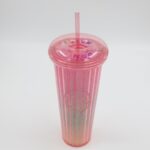 ⁦مطرة ماء مع مصاصة لون زهري بتصميم دونت⁩ - الصورة ⁦4⁩