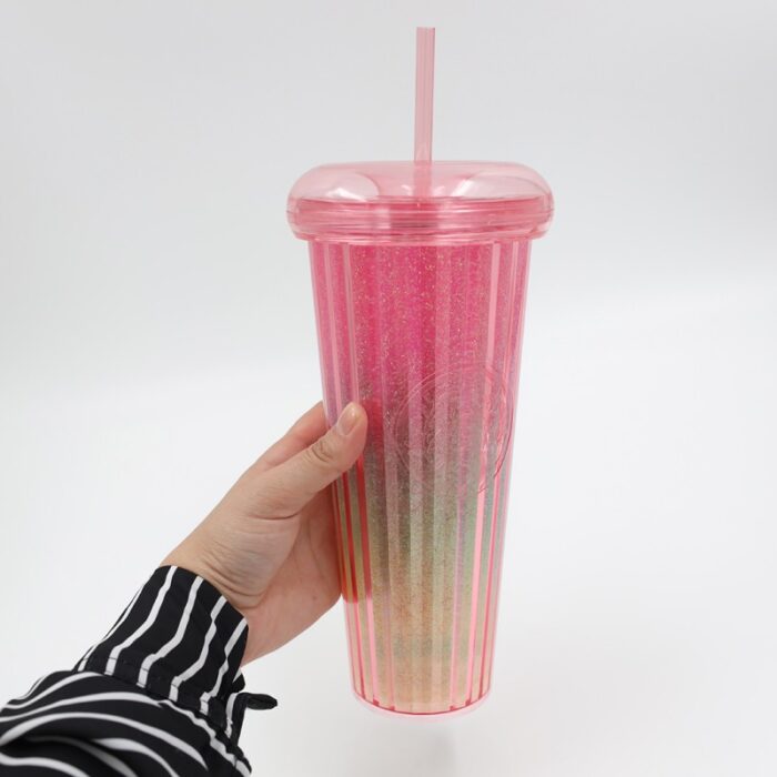 ⁦مطرة ماء مع مصاصة لون زهري بتصميم دونت⁩ - الصورة ⁦9⁩