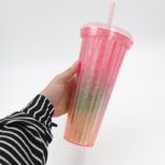 ⁦مطرة ماء مع مصاصة لون زهري بتصميم دونت⁩ - الصورة ⁦10⁩