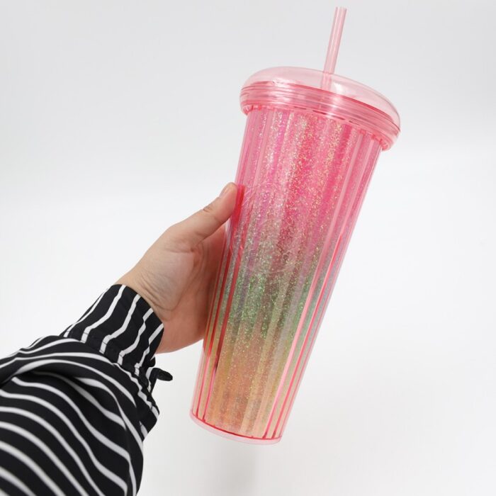 ⁦مطرة ماء مع مصاصة لون زهري بتصميم دونت⁩ - الصورة ⁦10⁩