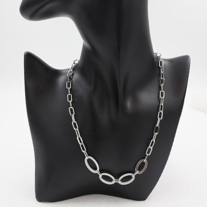 ⁦سلسال فضي بتصميم جنزيل مع زركون⁩ - الصورة ⁦3⁩