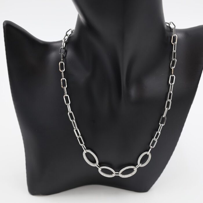 ⁦سلسال فضي بتصميم جنزيل مع زركون⁩ - الصورة ⁦4⁩