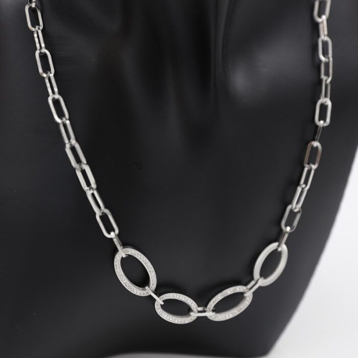 ⁦سلسال فضي بتصميم جنزيل مع زركون⁩ - الصورة ⁦5⁩