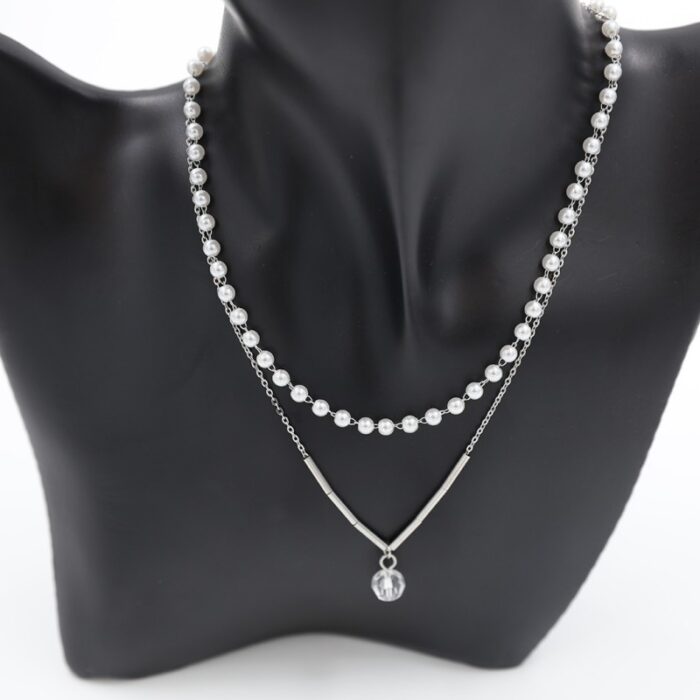 ⁦سلسال فضي طبقتين مع لولو⁩ - الصورة ⁦3⁩