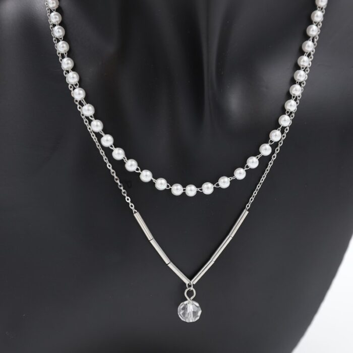 ⁦سلسال فضي طبقتين مع لولو⁩ - الصورة ⁦4⁩